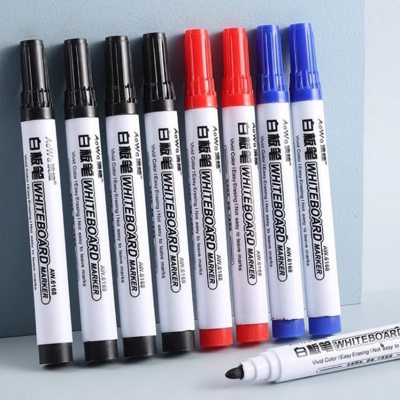 4/8 stuks zwarte uitwisbare whiteboard-pen, rood blauw af te vegen grote koppen, glazen notitiepen met grote capaciteit, whiteboard-markeerstift