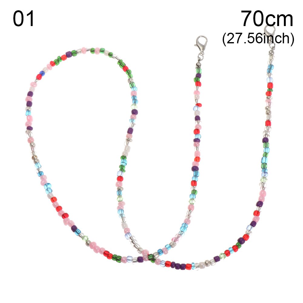 Telefoonkoorden met kralen van acryl, gezichtsmasker, anti-verliesketting, brillenkoord, nekkoordhouder, antislipaccessoires: 70 cm kleuren 1