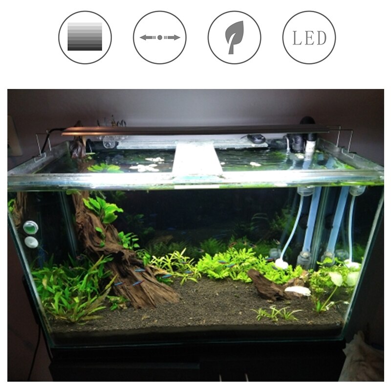 Lámpara acuática de aleación de aluminio para acuario, luz LED ultrafina de 18-65CM, ampliable, resistente al agua, lámpara de jardinería acuática