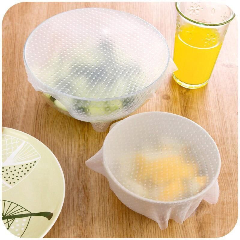 3 Sizes Multifunctional Food Fresh Keeping Saran Wrap Kitchen Tools Reusable Silicone Food Wraps Seal Vacuum Cover Lid Stretch