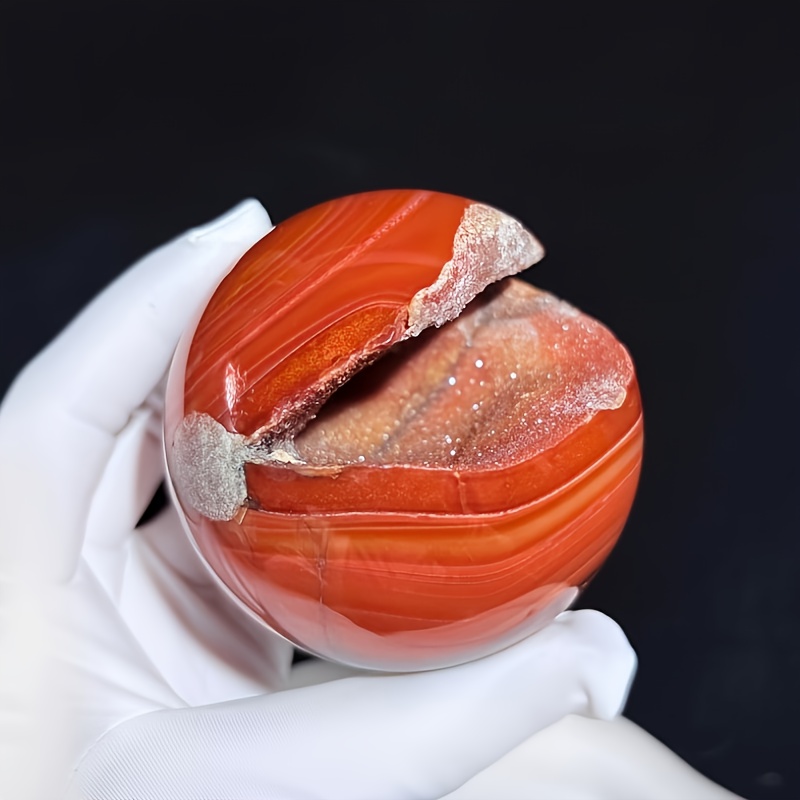 1 x rote rote Quarz-Quarzkugel – hohle glatte Oberfläche, glänzende Oberfläche, einzigartige Heimdekoration und für Halloween, Weihnachten