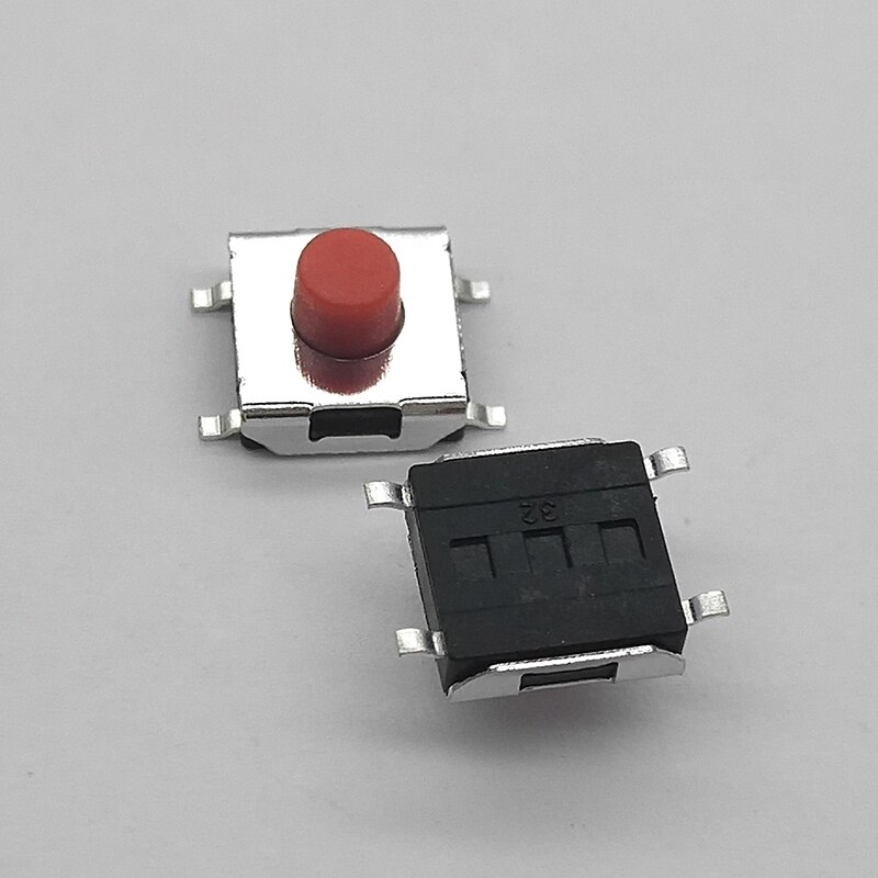 Darmowa wysyłka TS-E004 dotykowy przełącznik 6.2*6.2*4.3 czteronożne łatka czerwony przycisk 6x6 płaskie siedzenia SMD dysk warkocz DIY Wykonany ręcznie accessorie