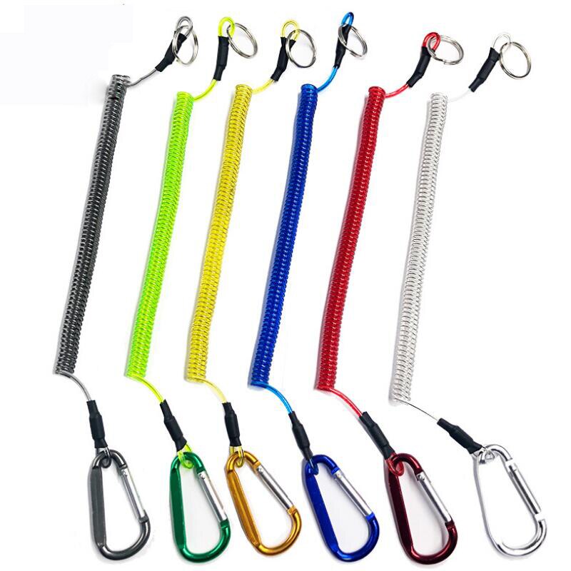 Carabiner Camping Hiking Anti-lost Rope Fish Clamp Controller Hanging Rope 6-Color Powerful Rope Keychain Rope