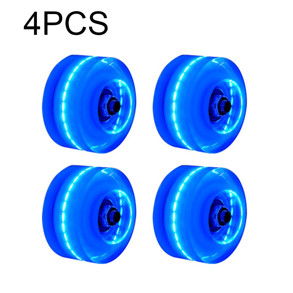 4pcs With BankRoll Bearings Roller Skate Wheels Led Transparent Luminous Double Row Sliding Outdoor Light Up Accessories Skating