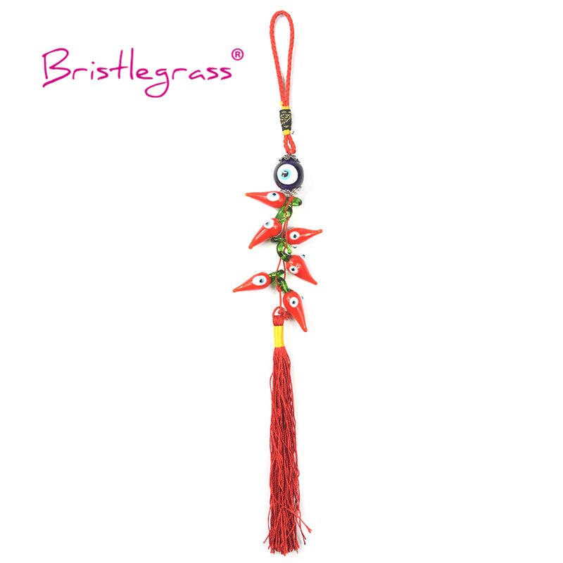 Bristlegrass Turks Blauwe Boze Oog Chili Kwasten Amuletten Lucky Charm Auto Muur Opknoping Hangers Slinger Zegen Bescherming: B