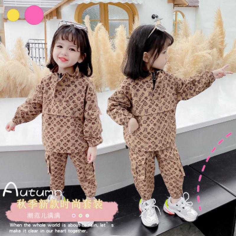 Primavera otoño invierno Niña niños conjuntos de ropa de las muchachas bebé imprimir letra top + Pantalones 2 uds primavera conjuntos de niños ropa trajes
