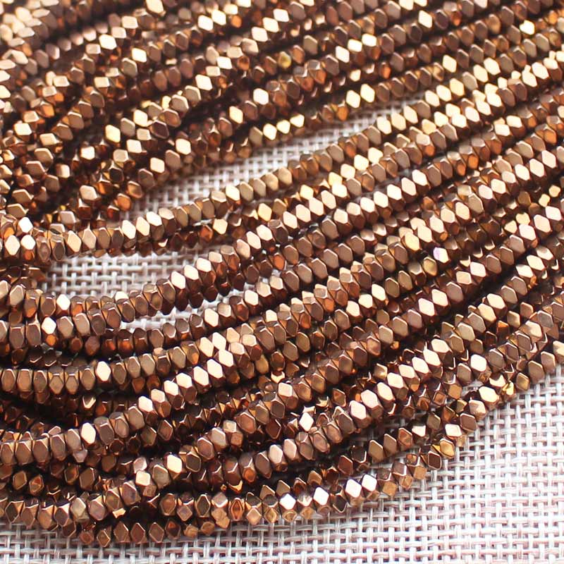 Cuentas sueltas de hematita Natural, abalorios brillantes con facetas, 2x1/2x3/2x4mm, para fabricación de joyas DIY