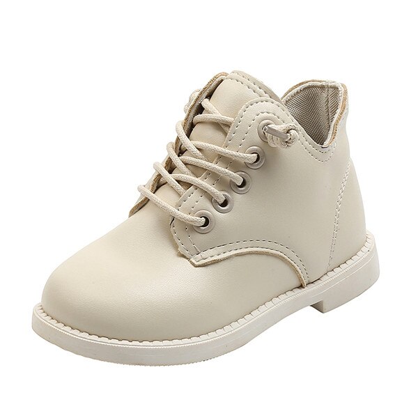 automne enfants chaussures en cuir souple enfant en bas âge enfants Martin bottes imperméable à l'eau confortable filles bottes: Beige / 25(insole15cm)