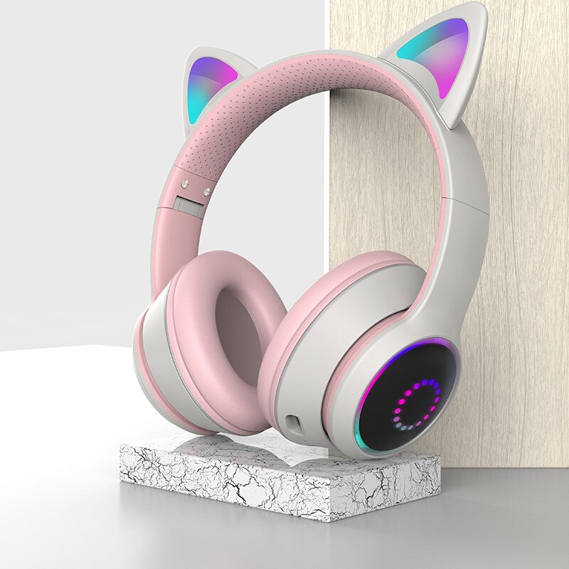 Kat Oor Hoofdtelefoon Bluetooth 5.0 Noise Cancelling Volwassenen Kids Meisje Led Headset Rgb Stereo Over-Head Draadloze Headset Met mic: 02