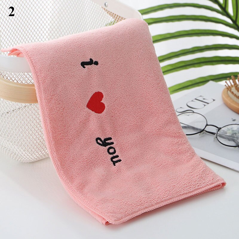 Multi-colored Towel Soft Edging Towel Skin-friendly Letter Embroidered Towel Comfortable Bathroom Supplies Fiber Towel: 2