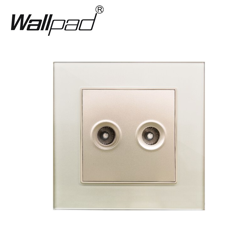 Prise murale Double TV panneau verre 86mm x 86mm, pad mural Double sortie de télévision: Gold
