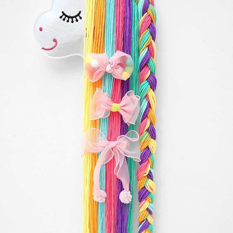 Organizador de accesorios para el cabello con forma de unicornio, horquilla, Clip para el pelo, tira de almacenamiento, accesorio colgante para habitación de niña