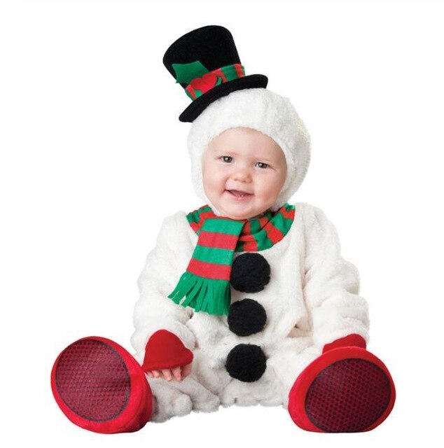 Bebis nyfödd barnbyxa snögubbe älg tomte tomtekläder barn romper pojkar&flickor jumpsuit halloween kostymer jul: Blå / L