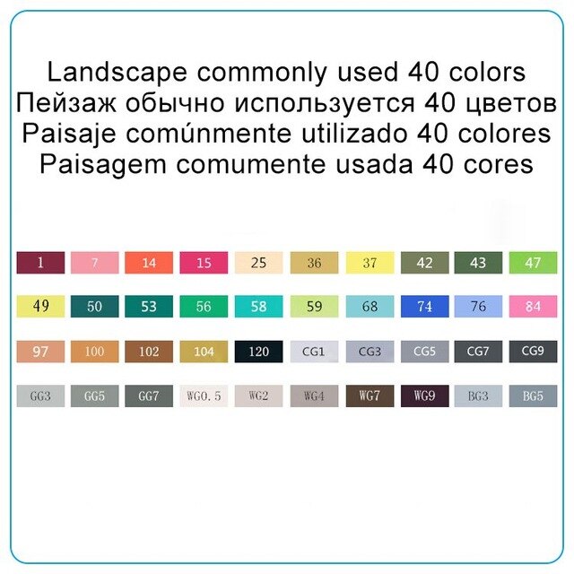 TOUCHNEW 30/40/60/80 Colors Art Markers Alcohol Based Markers Drawing Pen Set Manga Dual Headed Art Sketch Marker Pens: 40 Colors Landscape