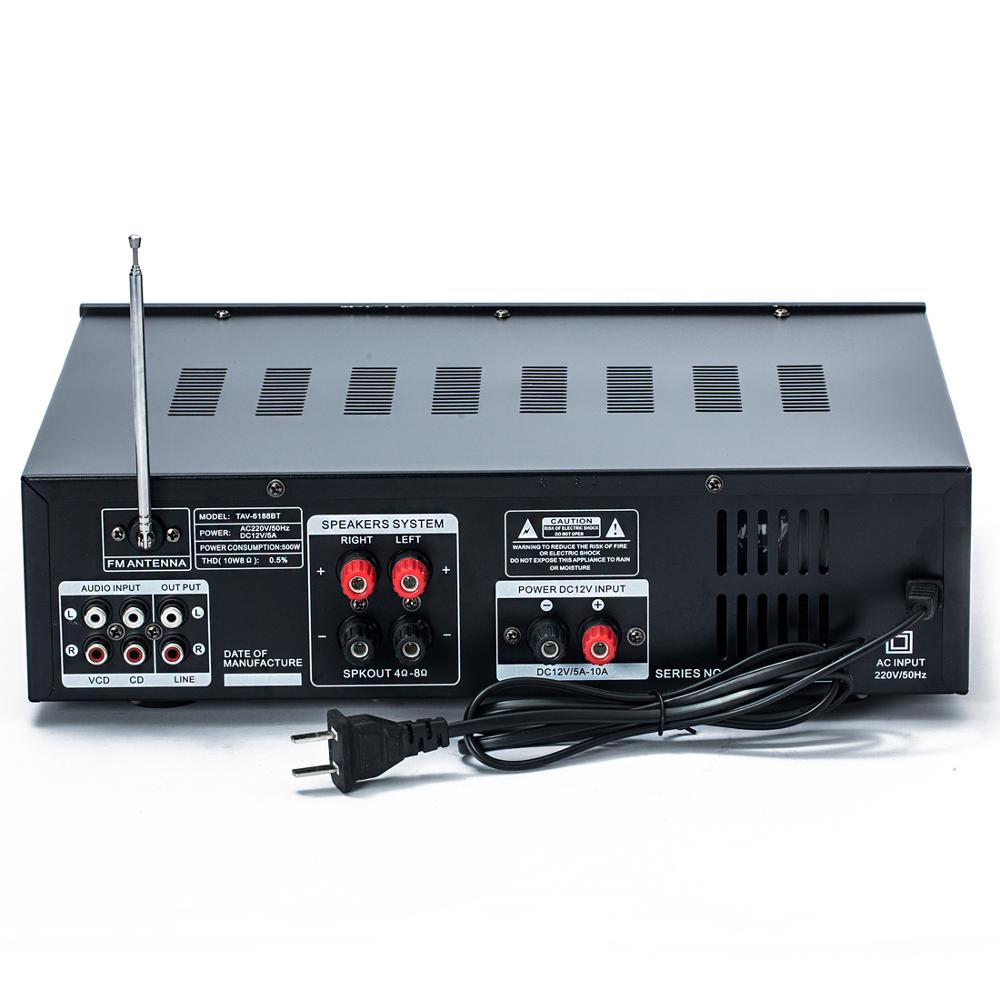 DC12V AC220V 2.1 channel 300W high power SD USB FM Bluetooth remote control power amplifier home AV amplifier