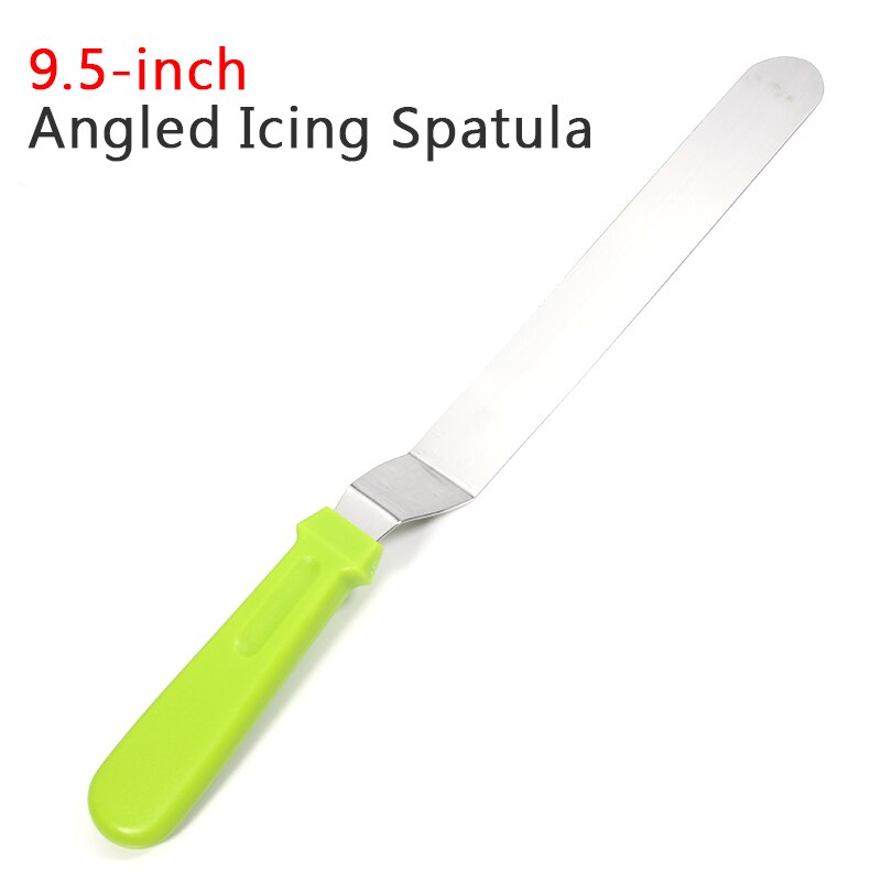 Angled Icing Spatula - Cake Frosting Spatula - Stainless Steel - Baking and Cake Decorating Supplies - Use for Kitchen or Bakery: Green 9.5 inch