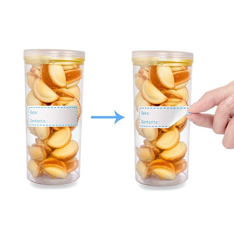 Juego de etiquetas extraíbles para congelador, pegatinas impermeables para almacenamiento de alimentos, etiqueta de papel para congelador, fácil de limpiar, 2 rollos