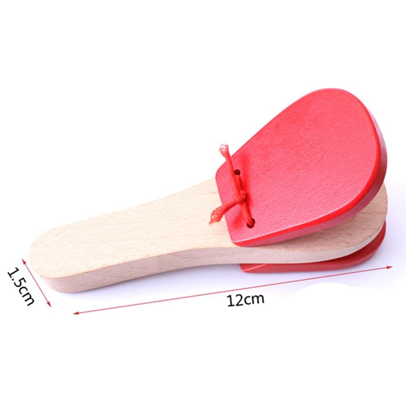 Children's Wooden Percussion Instrument Castanet Clapper Long Handle Wood Castanet Rhythm Musical Percussion Instrument