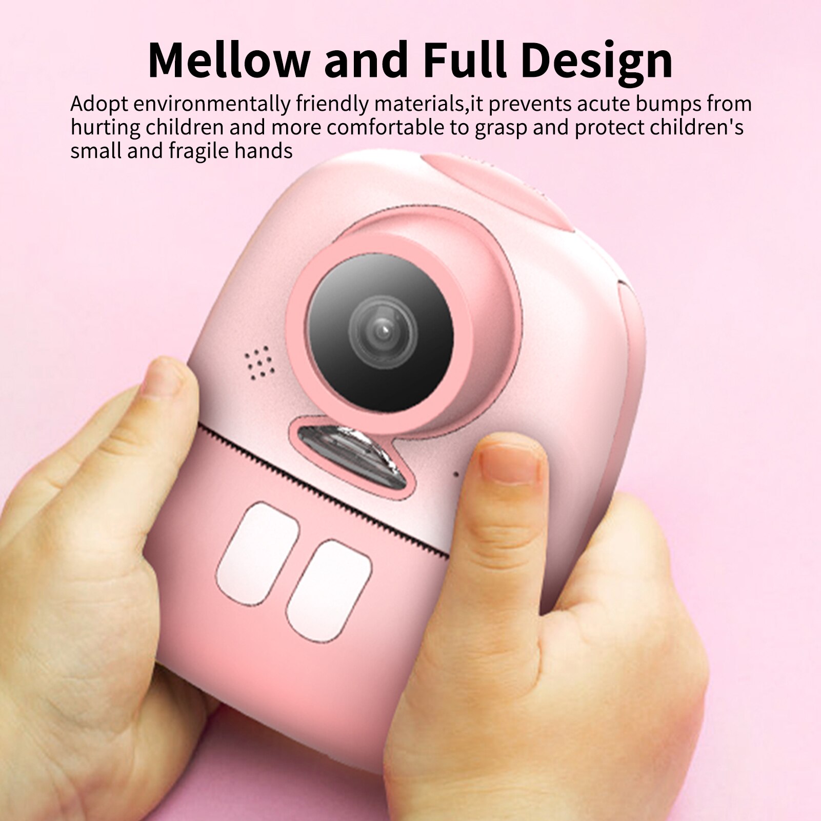 D10 Instant Camera Photo Printer 1080P HD Mini Digital Camera for Kids with LED Fill-in Light Print Paper Cartoon Stickers