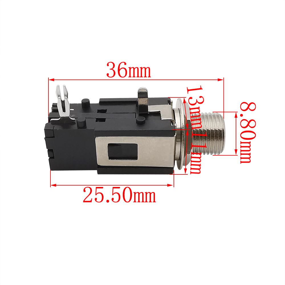 1/2/5 Stuks 1/4 "6.35mm Hoofdtelefoonaansluiting Mono Vrouwelijke Jack Draad Lock PCB Panel Mount Connector Microfoon Chassis Audio Adapter