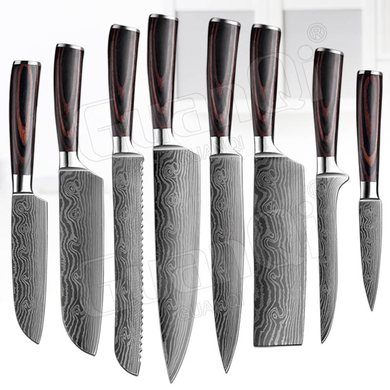 Kitchen Knives Sets Sharpest Damascus Kitchen Chef Knives Santoku Cleaver Paring Steak Slicing Utility Boning Knife
