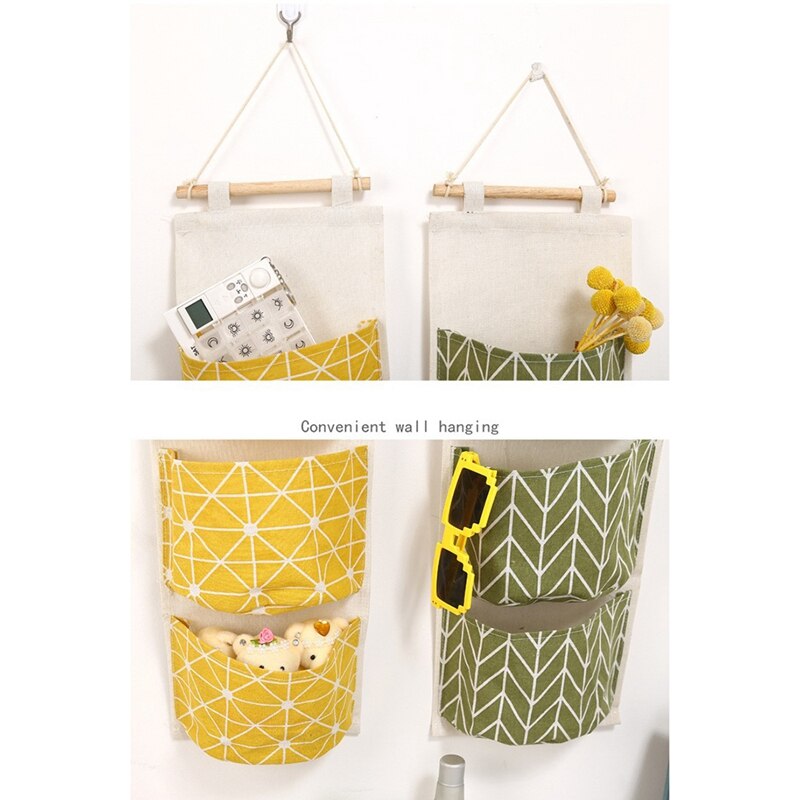 -Over the Door Closet Organizer, 2 Packs Wall Hanging Storage Bags with 3 Pockets for Bedroom & Bathroom