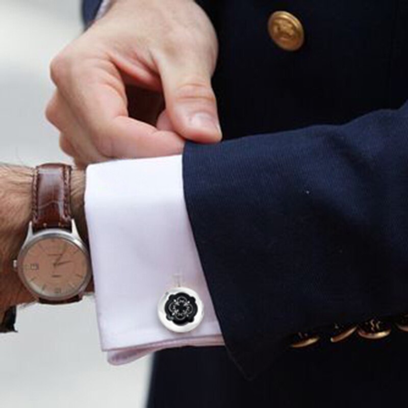 Hawson botões de punho preto tuxedo studs conjunto para homem-2 pces abotoaduras com 6 peças parafusos na caixa de presente