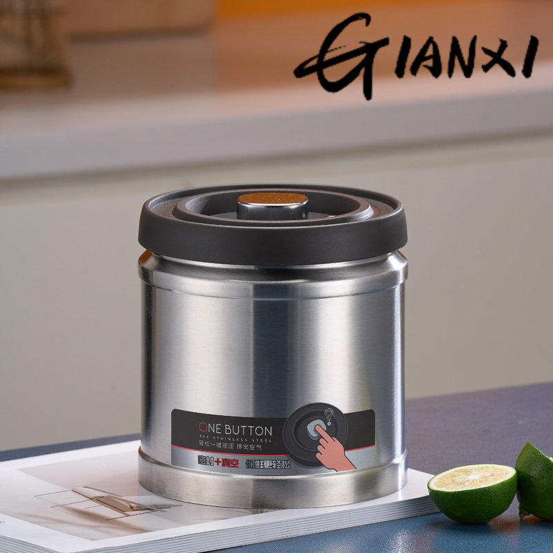 GIANXI Vacuum Sealed Jug Coffee Beans Stainless Steel Airtight Container Kitchen Food Grains Candy Keep Fresh Storage Jar