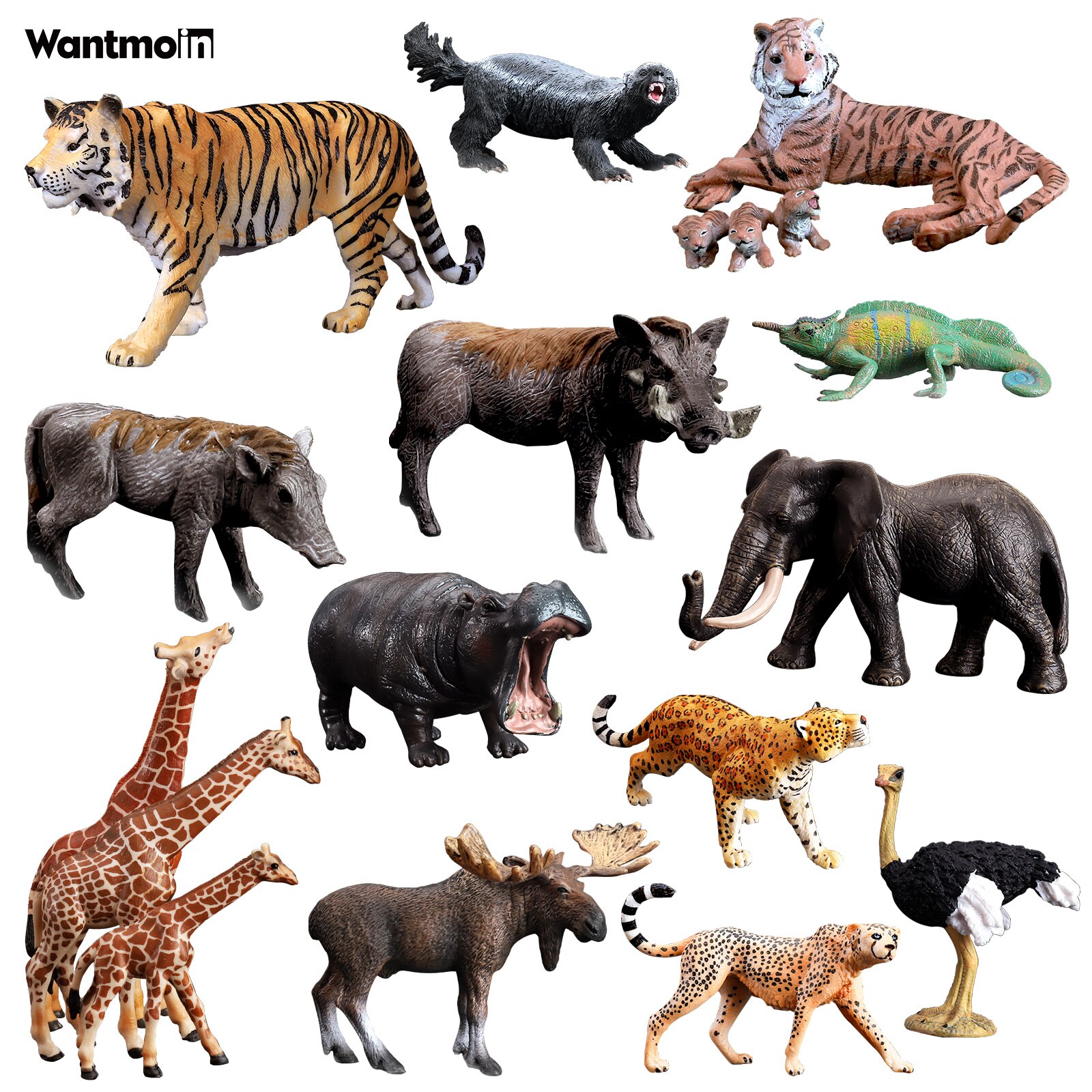 Safari Animals Figures Toys, Realistic Jumbo Wild Zoo Animals Figurines Large- Plastic Playset with Elephant, Giraffe, Lion, etc