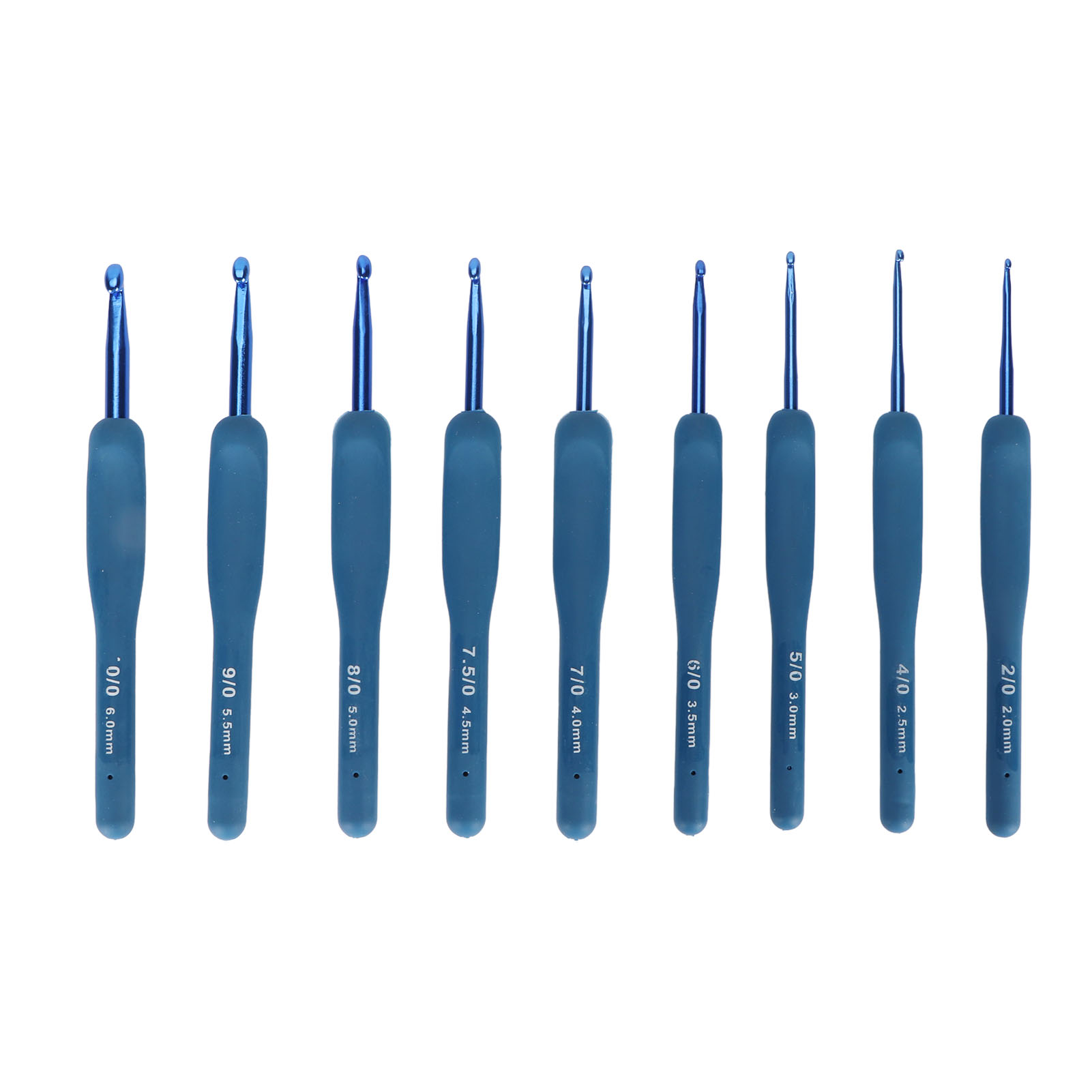 9 Stuks Set Haaknaalden Set Blauwe Ergonomische Zachte Grip Haaknaald Breinaald