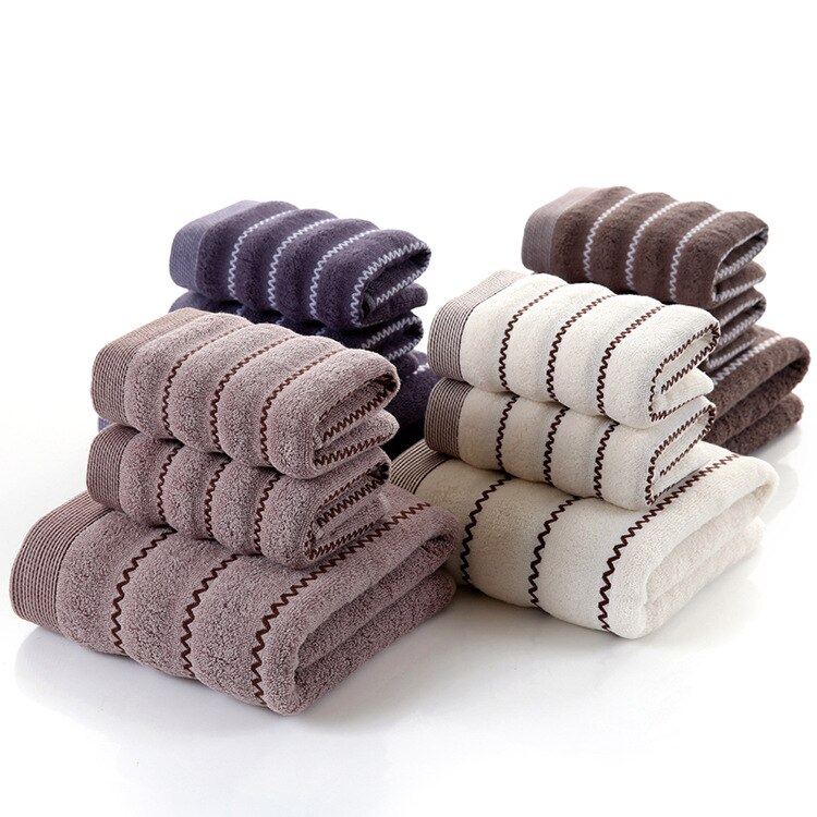 3 Stks/set 100% Katoen streep Mannen Handdoek Set 70*140 cm Badhanddoek voor Volwassen 2 stks 34*74 cm Gezicht Handdoeken badstof Handdoek Set