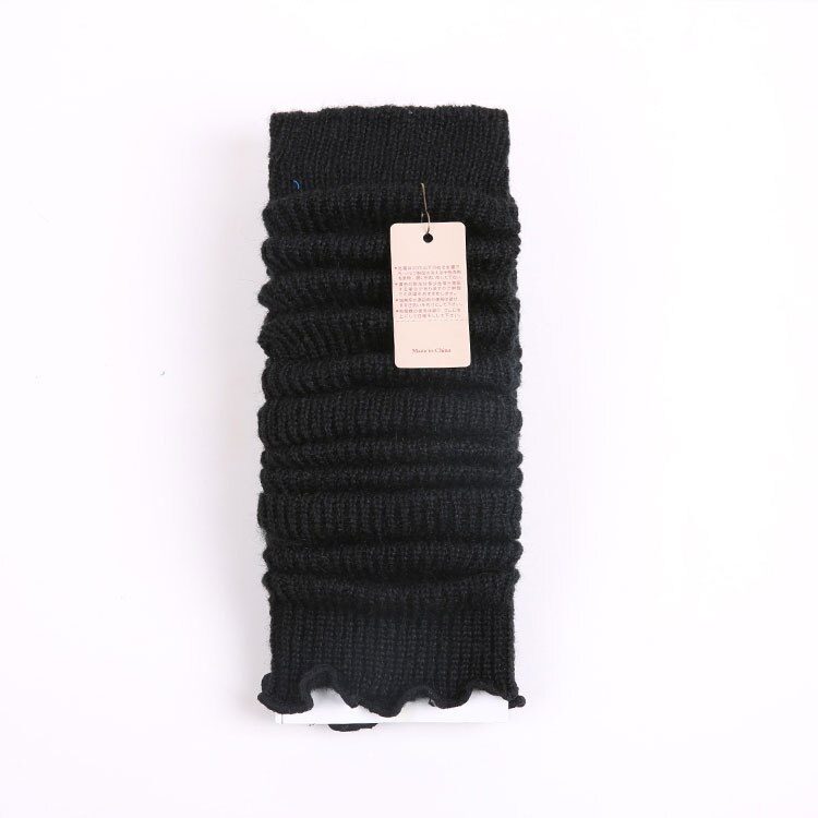 Studenten beenwarmers lange sokken dames pure kleur laars manchetten kousen meisjes winter wollen gebreide sokken dames: 01. zwart 1