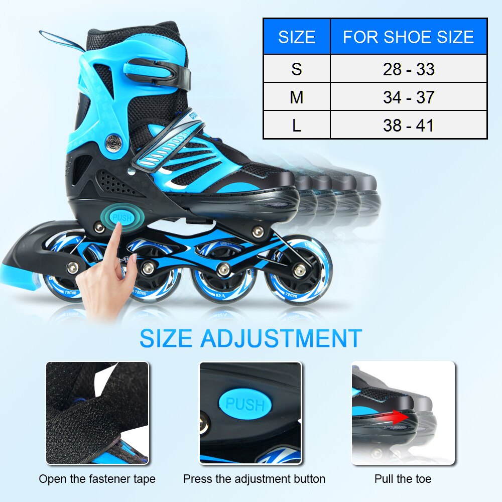 Patines en línea con iluminación ajustable para niños y jóvenes, patines en línea con ruedas iluminadas, para patinaje