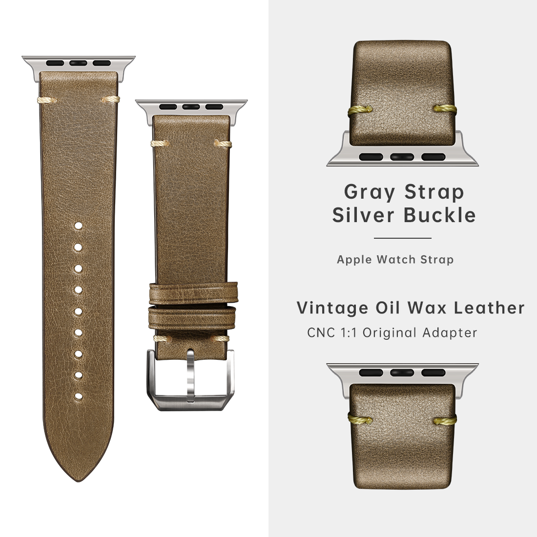 Lederen Horlogeband Voor Apple Watch, Ultra 49Mm, Serie 9, 8, 7, 6, Se, 45Mm, 44Mm, 41Mm, 40Mm, Plantaardige Gelooide Leren Band: BLACK WHITE / 18mm