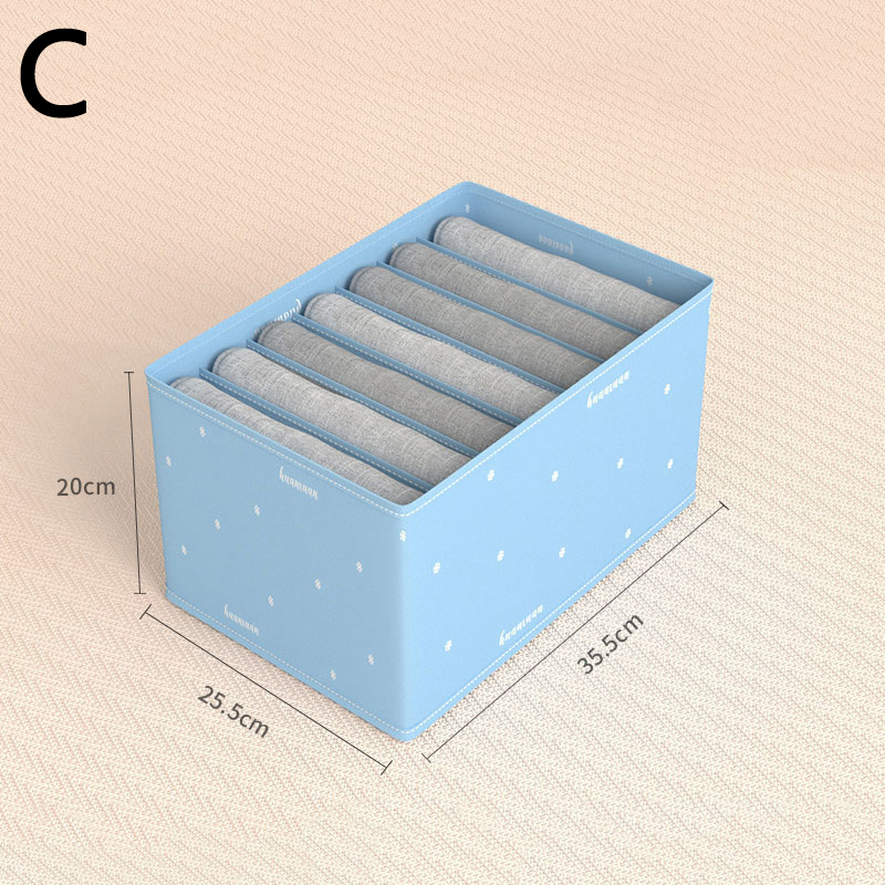 Large Storage Box Foldable Wardrobe Closet Cabinet Drawer Divider Clothes Pants Underwear Socks Sweater Separation Organizer: C