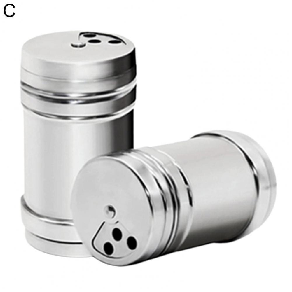 2Pcs Spice Dispensers Excellent Seasoning Spice Dispenser Shaker Stainless Steel Pepper Shakers: C