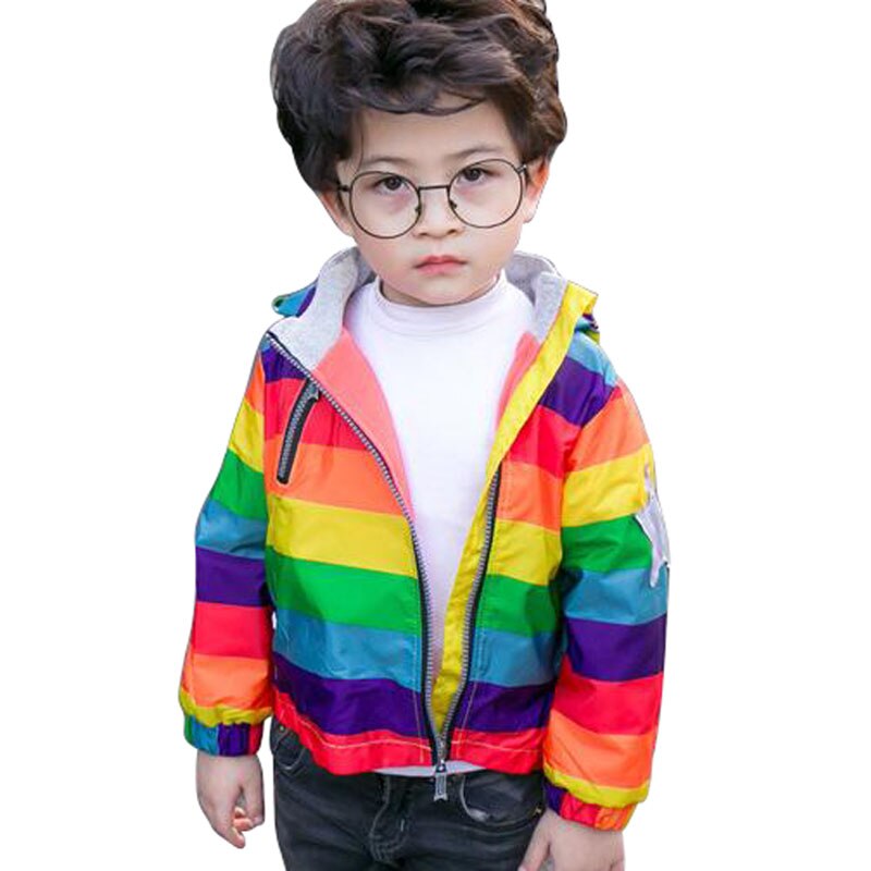 Dik Casual Kinderkleding Jassen 12M-5Y Kids Rainbow Jassen Jongens Bomber Jassen Winter Baby Meisjes Windbreaker Jongens Outerwears: 24M