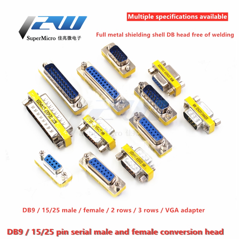 DB9/15/25-pin serial male and female converter adapter RS232 male to male to female to female COM port