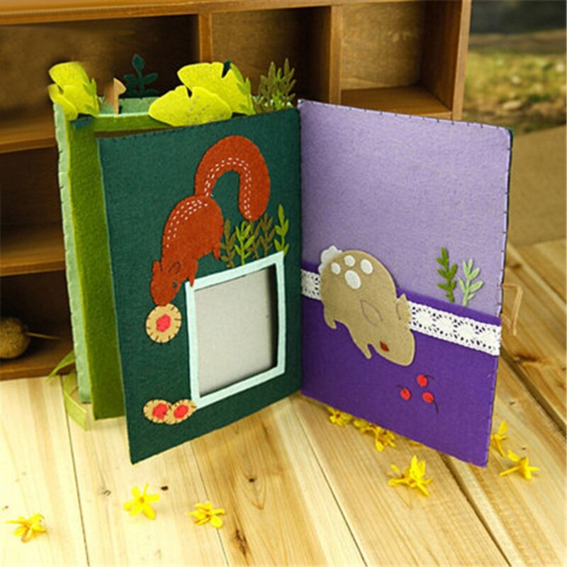 Álbum de temática de bosque hecho a mano para niñas y niños, álbum de fotos, tarjetas postales, libro de fieltro, Simple, experiencia de bricolaje, paquete artesanal