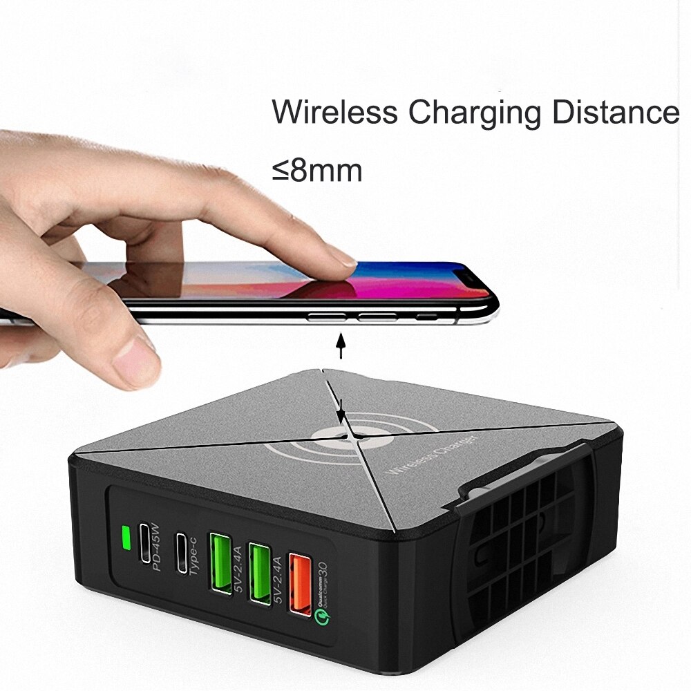 Ilepo 75W Smart Dual Pd Multi Port Usb Charger QC3.0 Qualcomm Protocol Voor Iphone 11 Xs Max X Xr 8 Plus Draadloze Oplaadstation