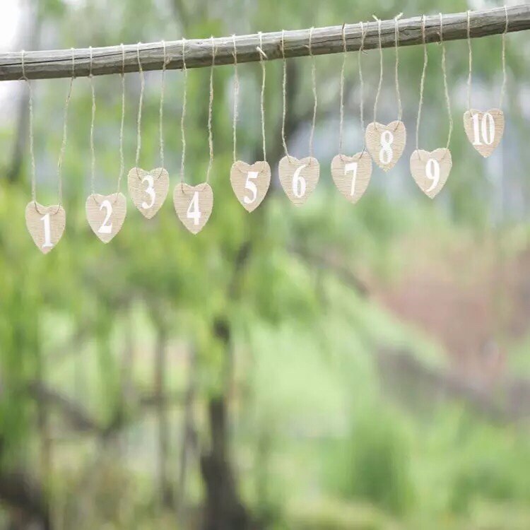 NO.1 to NO.10 jute Hessian burlap Table Number table cards rustic wedding decoration centerpieces mint green party supplies