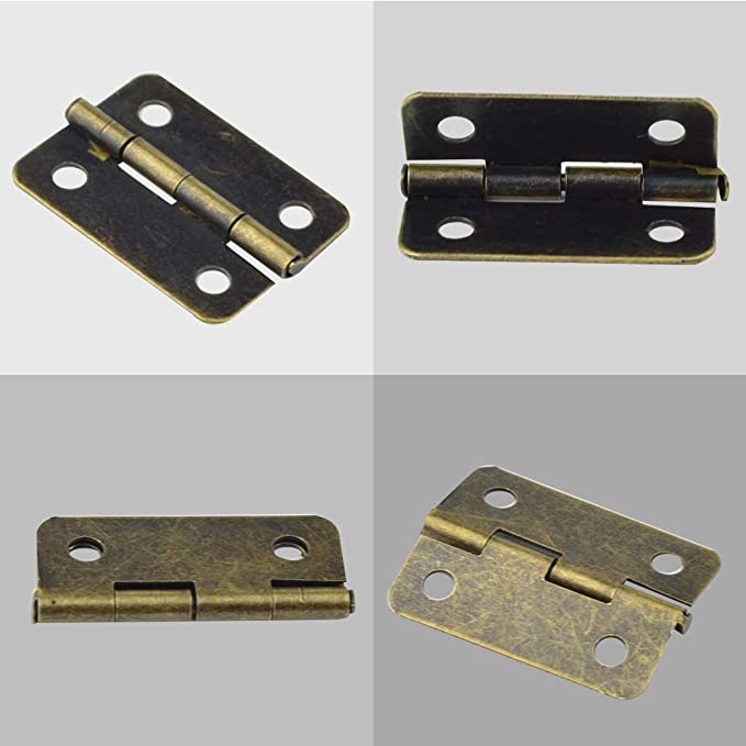 80Pcs Retro Small Box Hinges And 40 Sets Antique Right Latch Hook Hasp Wood Jewelry Box Hasp Catch Decoration For Cabinet Box