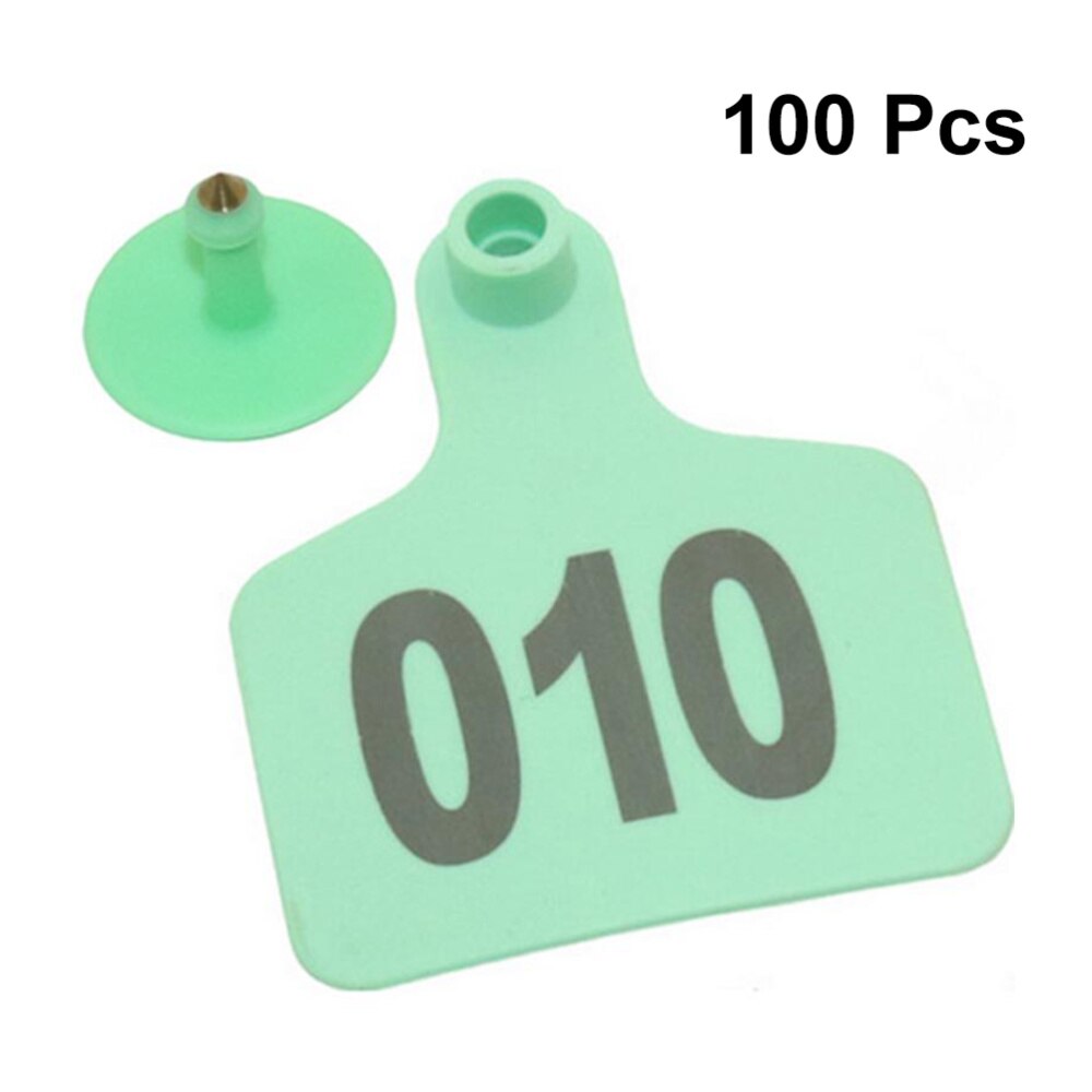 Étiquettes d'oreille de vache, 100 pièces, animaux de ferme, Identification de voiture avec le mot numéro (jaune)