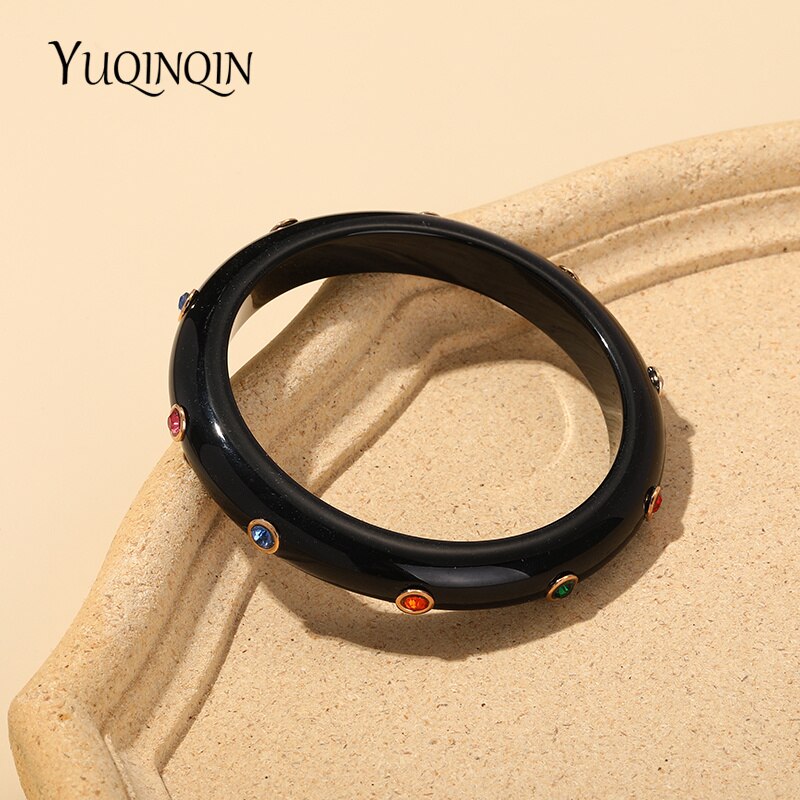 Pulseras de abalorios coloridos de Desinger para mujer, brazalete indio grande de lujo, joyería de de cristal,