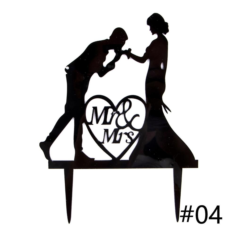 1Pcs Wedding Cake Topper Bride Groom Mr Mrs Acrylic Black Gold Cake Toppers Wedding Decoration Mariage Party Supplies: 04