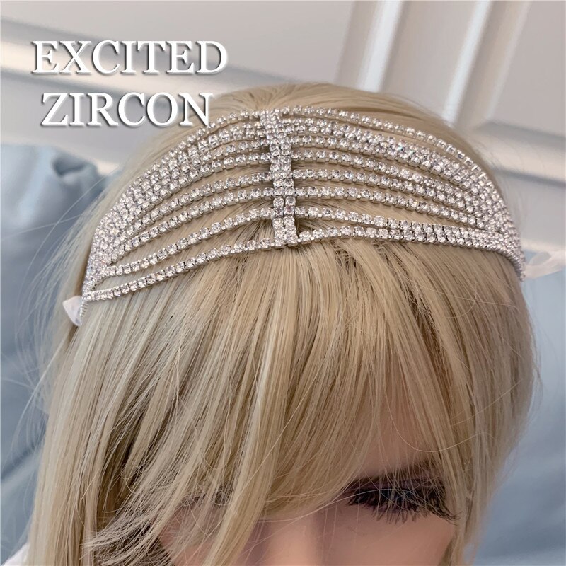 Bling Rhinestone Chain Head Jewelry Wedding For Bridal Beautiful Hairstyles Crystal Hair Accessories