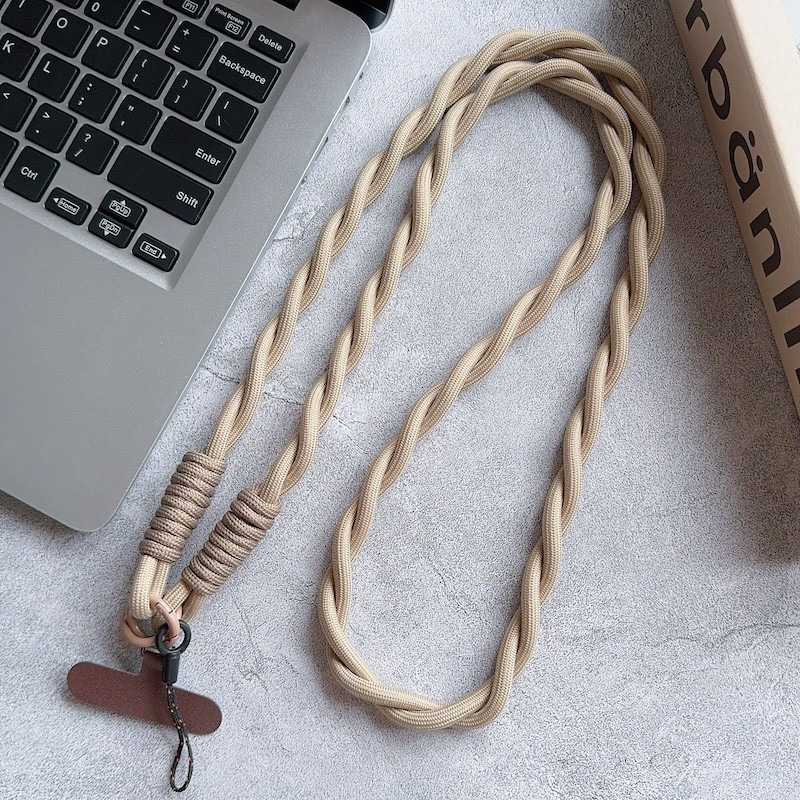 Retro Mobile Phone Universal Braid Strap Crossbody Long Rope Lanyard Strong Durable Safety Mobile Phone Lanyards: WHITE