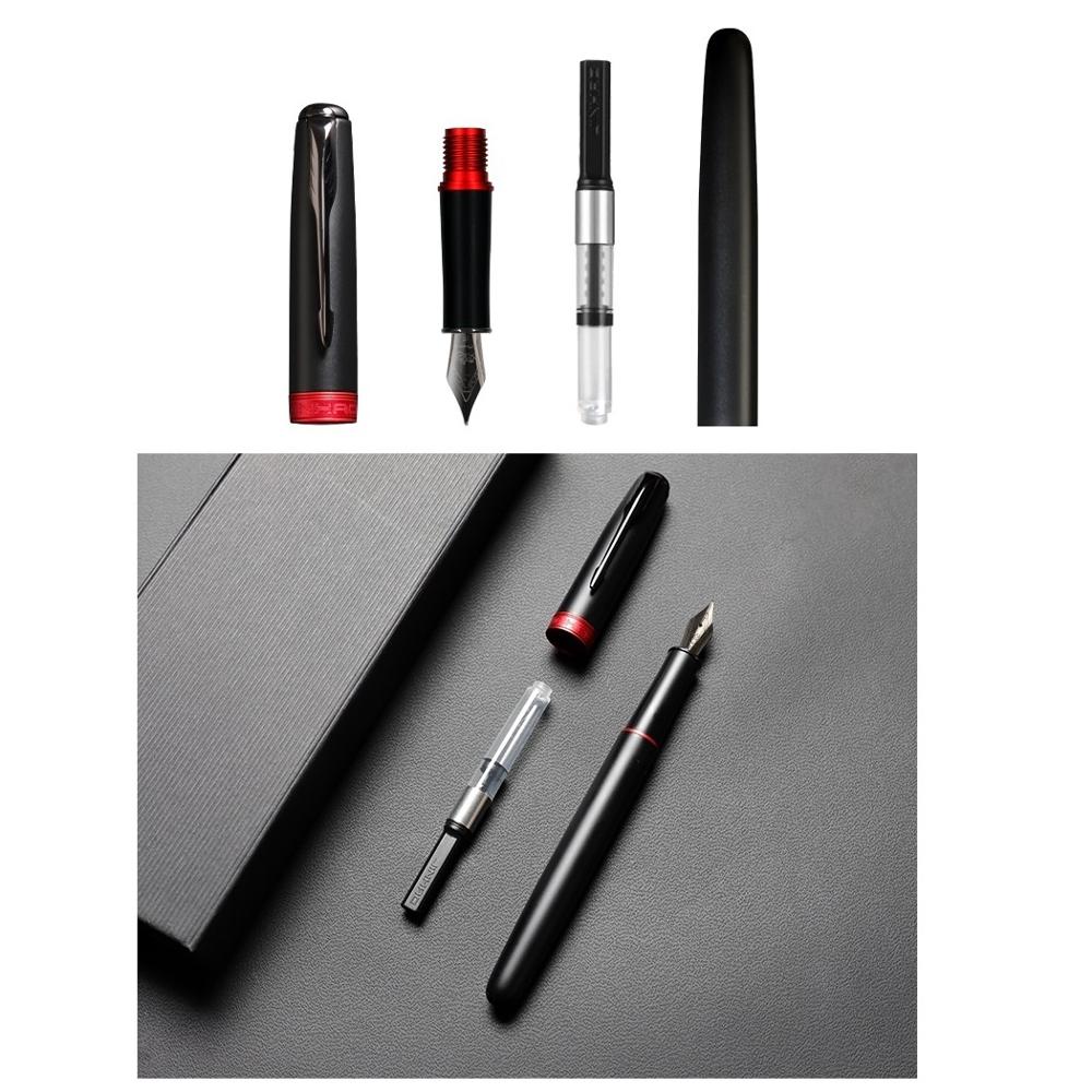 Jinhao [Defiant] Fountain Pen, Red Black Color Copper Barrel, Arrow Clip, Fine Nib, Luxury Business signature School F488