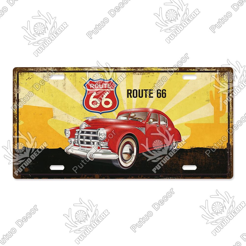 Putuo Decor-placa de matrícula Route 66, letrero de Metal Vintage para Bar, Pub, Gasolinera, garaje, hombre, cueva, decoración de pared del hogar: LP2615
