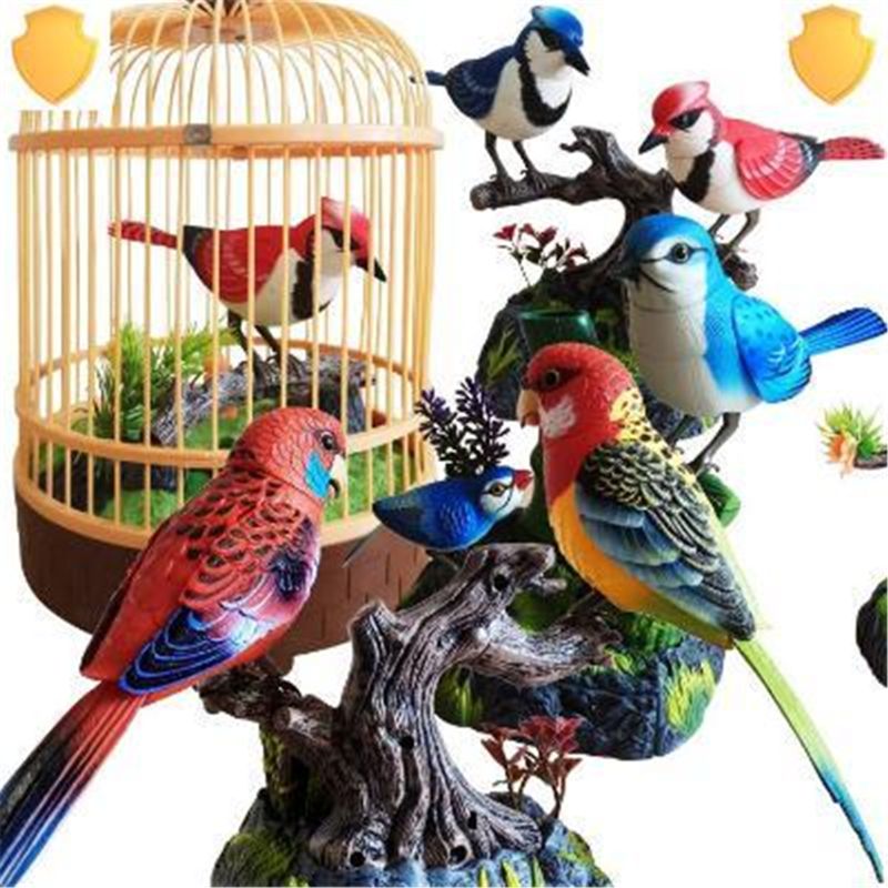 Electronic Voice Controlled Pet Birds Simulation Bird Home Decoration Kids Toy